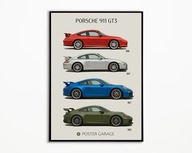 PLAKAT PORSCHE 911 GT3 GENERACJE IDEALNY NA PREZENT OBRAZ NA ŚCIANE A3