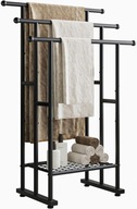 STOJAK NA RĘCZNIKI LOFT METALOWY WIESZAK DO ŁAZIENKI Z PÓŁKĄ CZARNY