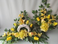Komplet cmentarz wiosna gladiola tulipany żółty