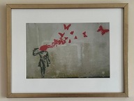 Banksy dziewczyna motyl samobójstwo plakat w oprawie