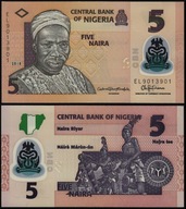 ~ Nigeria 5 Naira P-38i POLIMER 2018 UNC 7 cyfr