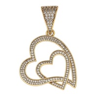 85713 Zawieszka stal chirurgiczna 316L pozłacana 18k serce z cyrkoniami