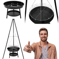 GRILL WISZĄCY PALENISKO OGRODOWY TRÓJNÓG METALOWY RUSZT OGNISKOWY GRIL