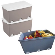 SKRZYNIA NA ZABAWKI PLASTIKOWA Z POKRYWKĄ KAMIENNA 57X36X29CM