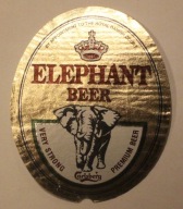 ETYKIETA - ELEPHANT BEER - Carlsberg - VERY STRONG - PREMIUM BEER, RZADKOŚĆ