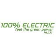 Naklejka bez tła na auto 100% ELECTRIC FEEL THE GREEN POWER HULK od GravArt