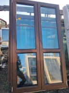 OKNO/DRZWI Balkonowe Dwuskrzydłowe 3-szyby Plastik PCV 124x206cm Orzech