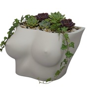 Doniczka plastikowa biała kobieta nowoczesna rzeźba prezent 3D 15 cm wys