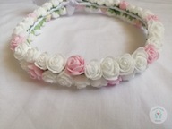 Wianek komunijny róże rękodzieło Komunia Święta