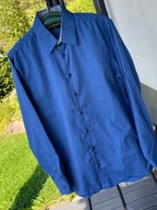 F Koszula Lindebergh niebieska subtelne paski bawełna rozmiar M