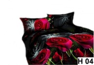 pościel 3 D 200x220 + 2x 70x80 zamek H 04 róże czerwone 100% bawełna