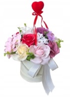 flower box kwiaty mydlane bukiet prezent róże dzień kobiet serce urodziny