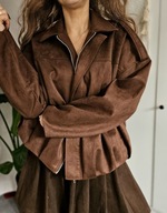 Czekoladowa kurtka bomberka – oversize, styl premium L