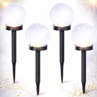 4X LAMPKA SOLARNA KULA LED OGRODOWA WBIJANA ZIMNA BIEL 36CM BESTSELL