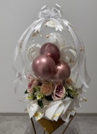 Personalizowany Flower Box z Balonami na Komunię Chrzest Roczek Flowerbox