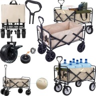 WÓZEK PLAŻOWY SKŁADANY TURYSTYCZNY TRANSPORTOWY SKRĘTNE KOŁA 360° 145L