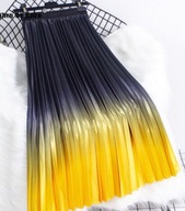 SPÓDNICA plisowana cieniowana ombre żółto-granat