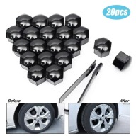 Nakładki na śruby kół 19mm czarne 20 szt osłony nakrętek + klucz