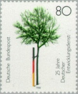 Niemcy 1988 Znaczek 1373 ** drzewa flaga