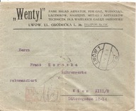 LWÓW -WIEDEŃ -koperta firmowa -WENTYL FABRYKA ARMATUR-obieg 1925 erka