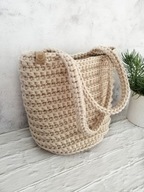 MAMAJASTUDIO Torebka damska,na ramię, koszyk z sznurka.