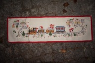 KALENDARZ ADWENTOWY STARY HAFTOWANY MAKATKA ANTYK 100x31 VINTAGE DEKORACJA