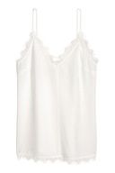 H & M podkoszulek koronka bieliźniany koronkowy top biały y2k długi boho
