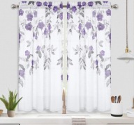 Zasłony panelowe wygląd lnu kwiaty 2x 66 x 114cm = 132 x 114cm