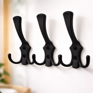 WIESZAK MEBLOWY HACZYK POTRÓJNY CZARNY DUŻY METALOWY MOCNY 3 SZT