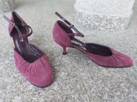 NAIARA ESTILETTI nr 38-39 eleganckie wiśniowe sandały 100% skóra nowe