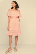 BODYFLIRT KORONKOWA SUKIENKA LANDRYNKOWY RÓŻ DEKOLT CARMEN 50