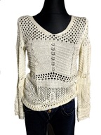Sweter sweterek ażurowy ecru jak na szydełku r. L