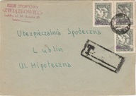 Pierwsza strona listu z frankaturą przedrukową "grosze"