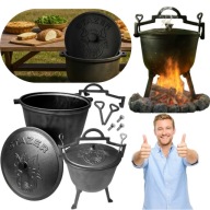 KOCIOŁEK ŻELIWNY GARNEK MYŚLIWSKI WĘGIERSKI STOJĄCY 10L NA OGNISKO GRILL