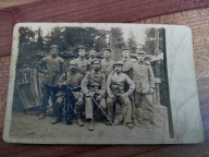 ŻOŁNIERZE PRUSCY NA FRONCIE - ŁOPATY- KARABIN- SŁUP TELEFON. 1916 rok