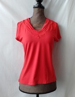 Bluzka czerwona z marszczonym dekoltem - 40/42