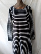 Sukienka czarna, bawełniana w białe prążki - S/M