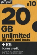 Angielska Karta SIM giffgaff UK BEZ REJESTRACJI