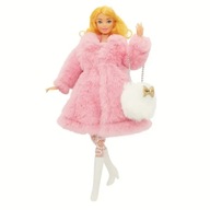 Ubranko dla lalki B. - Różowe futerko, pończochy, buty, torba !!!