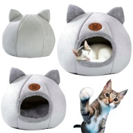 LEGOWISKO DOMEK BUDKA DLA KOTA PLUSZOWE Z USZKAMI SZARE