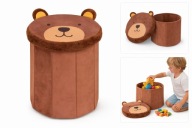 Pufa Siedzisko 2w1 Pojemnik na Zabawki Składany Brązowy Miś SCHOWEK KUFER