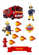 MEGA ZESTAW DIY CUKROWA DEKORACJA NA TORT STRAŻAK SAM STRAŻ POŻARNA ZESTAW