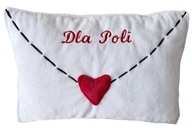 Poduszka dekoracyjna minky KOPERTA haft imię dedykacja PREZENT walentynki