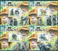 MAŁPY. BURUNDI. Mi Bl.x5. A** 2011r