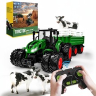 Duży Traktor Ciągnik Zdalnie Sterowany RC z Przyczepą Światła LED + PILOT