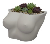 Doniczka piersi biała kobieta nowoczesna rzeźba prezent 3D 15 cm wys.