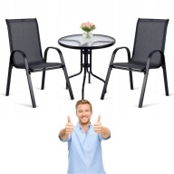 ZESTAW OGRODOWY OKRĄGŁY STOLIK ORAZ 2 KRZESŁA OGRODOWE WYTRZYMAŁE