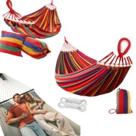 HUŚTAWKA HAMAK OGRODOWY TURYSTYCZNY DLA DWÓCH OSÓB ZESTAW TORBA I PODUSZKA