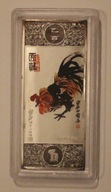 ROK KOGUTA - CHINY - NUMIZMAT PLATEROWANY - SREBRZONY - KOLOR