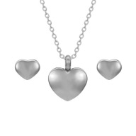Srebrny Komplet SERCE SERDUSZKA Łańcuszek PUDEŁKO kolczyki ze STALI na lata